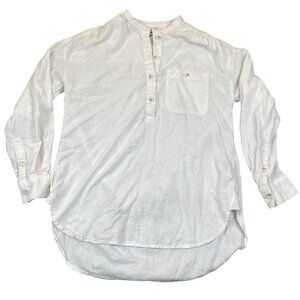 J. Crew Womens Shirt Medium Linen Blend Button-Front Long Sleeve Henley